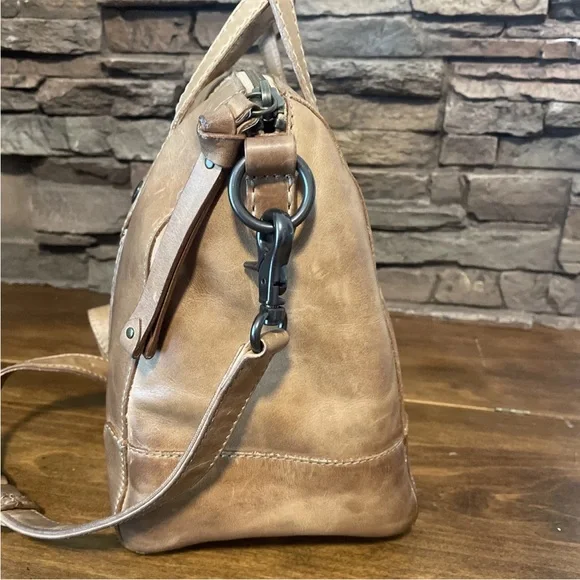 Frye Melissa Double Handle Satchel -BEIGE- Distressed Leather $348